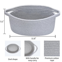 ABenkle small basket gray side view showing compact organizer for any room.