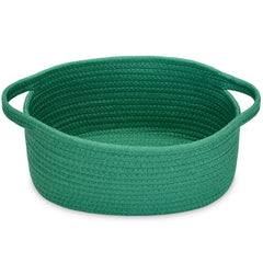 ABenkle small basket with handles close-up showing durable rope weave for tidy storage.