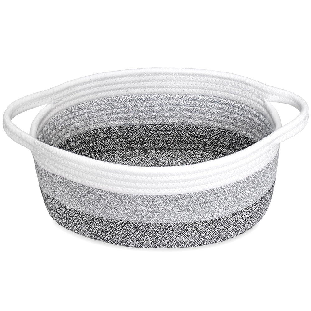 ABenkle small basket with handles on a shelf for nursery organization