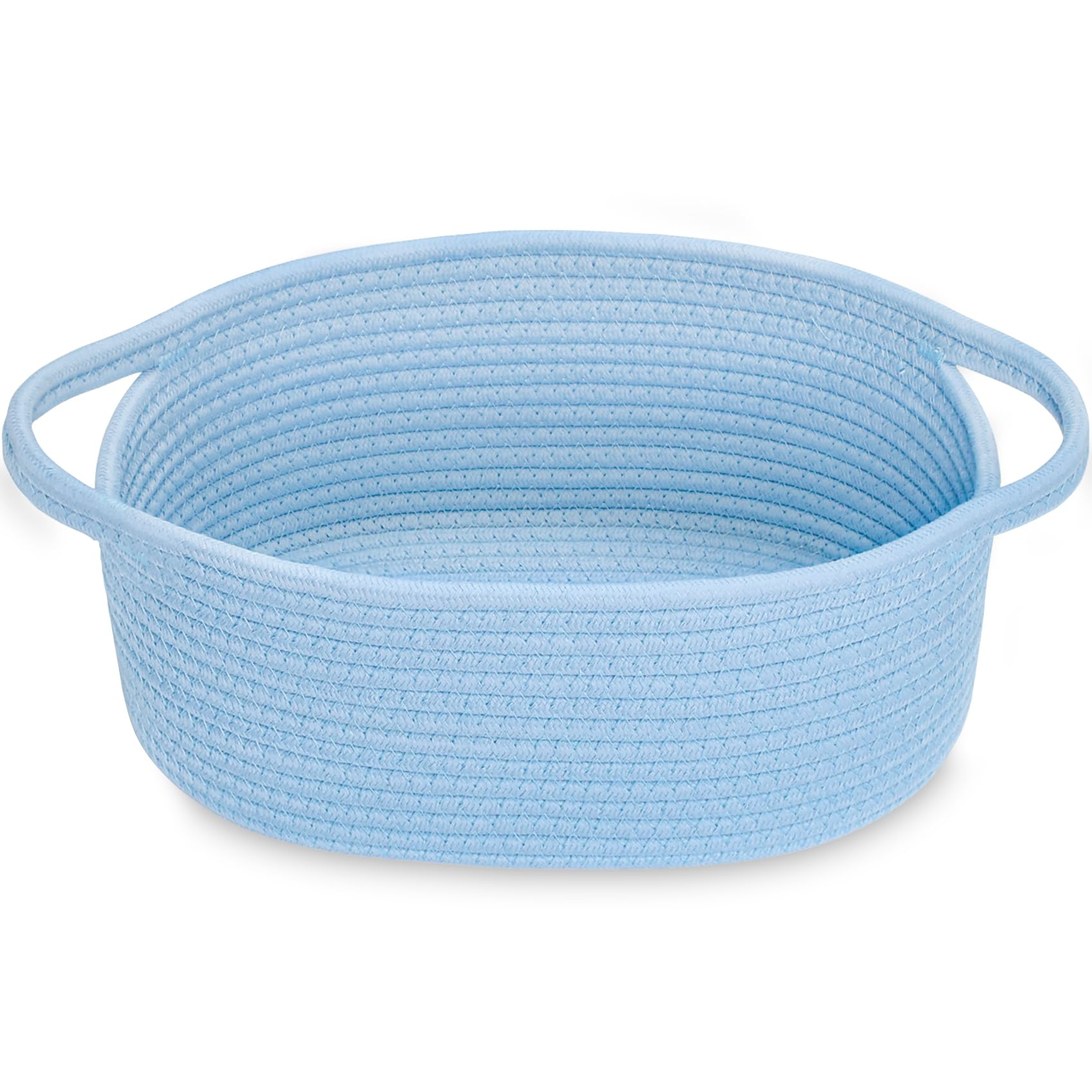 ABenkle small basket with handles in blue for convenient nursery organization and stylish storage.
