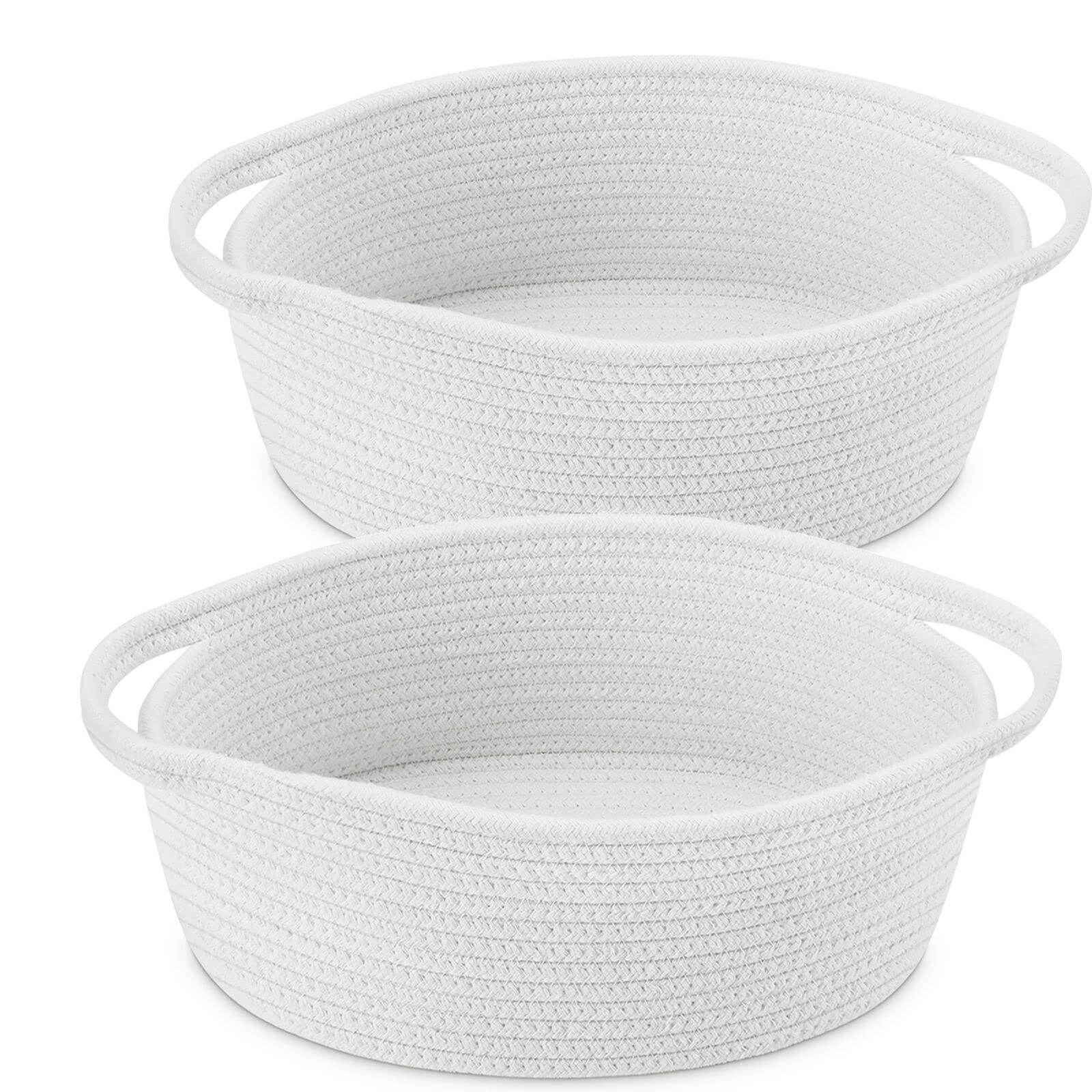 ABenkle small basket with handles front view for tidy toy storage