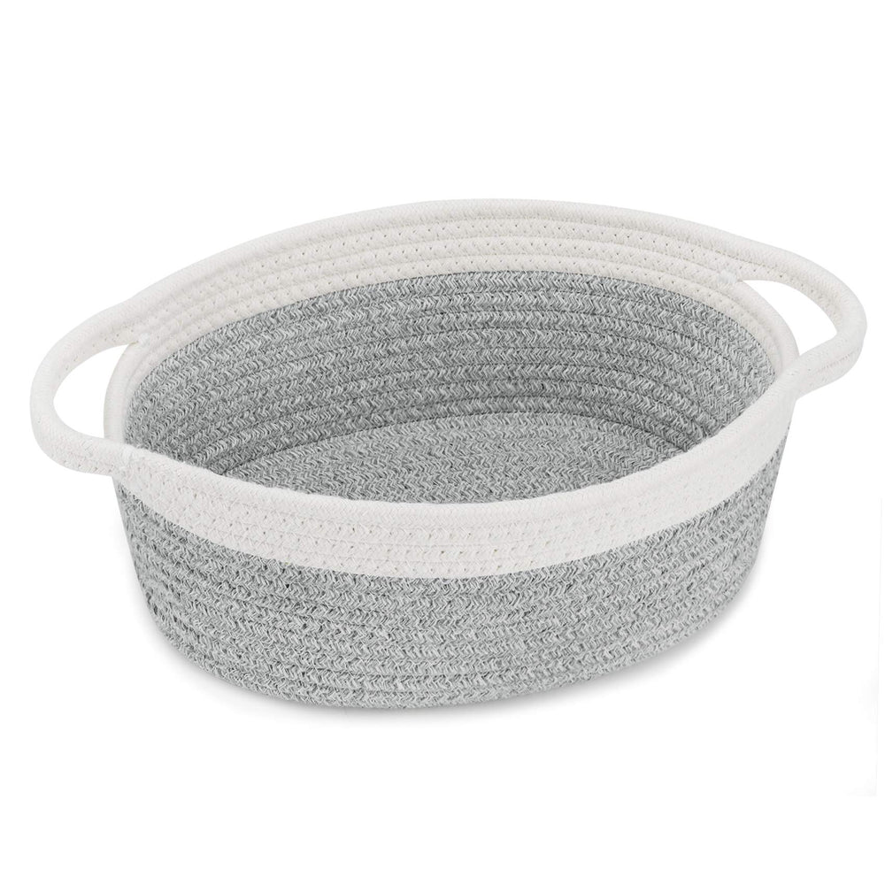 ABenkle small basket with handles shows woven rope for organized storage