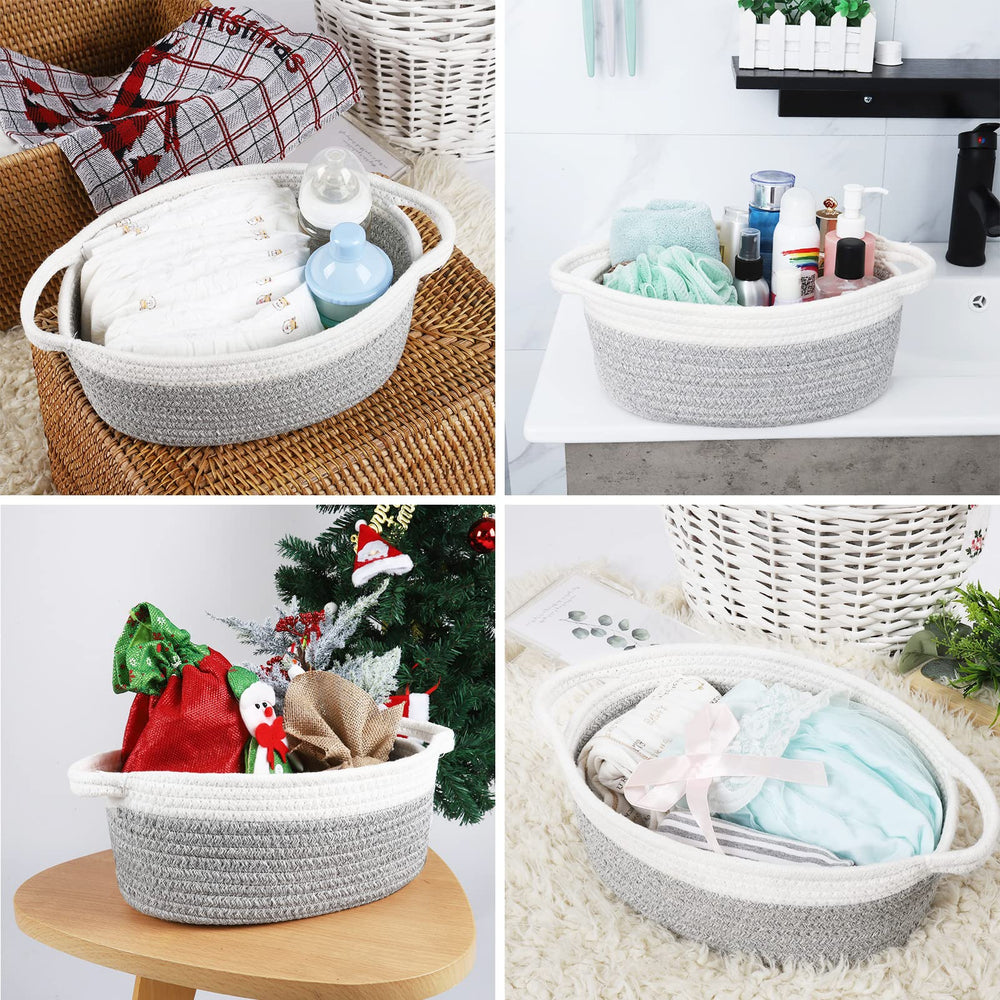 ABenkle small basket complements nursery decor and baby gear nicely