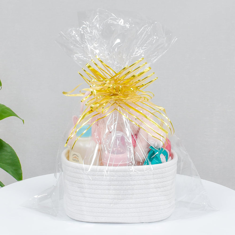 ABenkle small basket nursery scene demonstrates compact organization for baby items