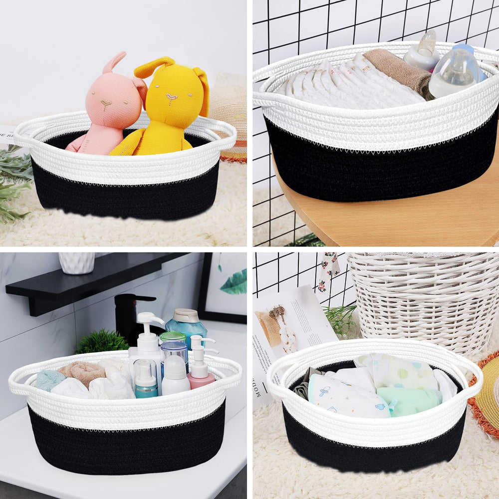 ABenkle Small Basket nursery-setup shows versatile storage for toys and towels.