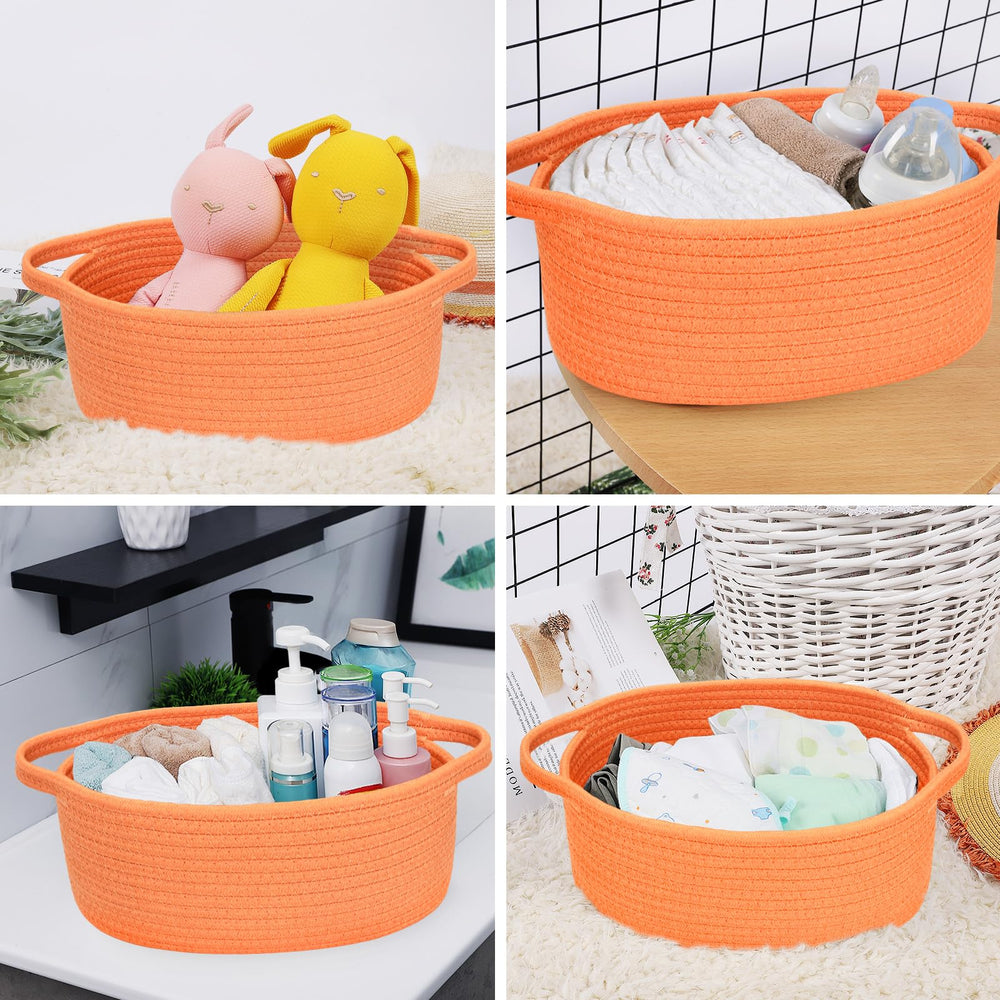 ABenkle Small Basket nursery storage on shelf demonstrates tidy organization for nursery essentials.