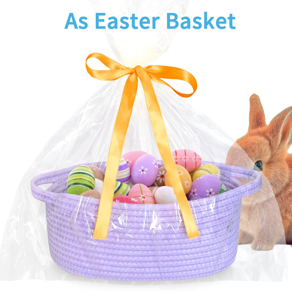 ABenkle small basket in nursery storage for toys and essentials.