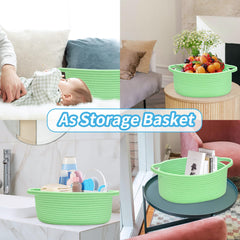ABenkle small basket in nursery storage setup keeps toys organized.