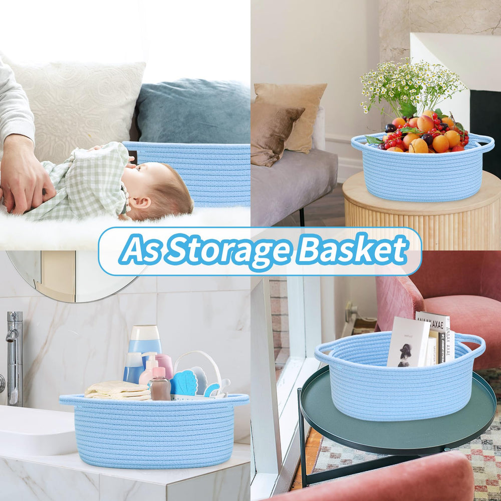 ABenkle open top basket for quick access to toys and toiletries