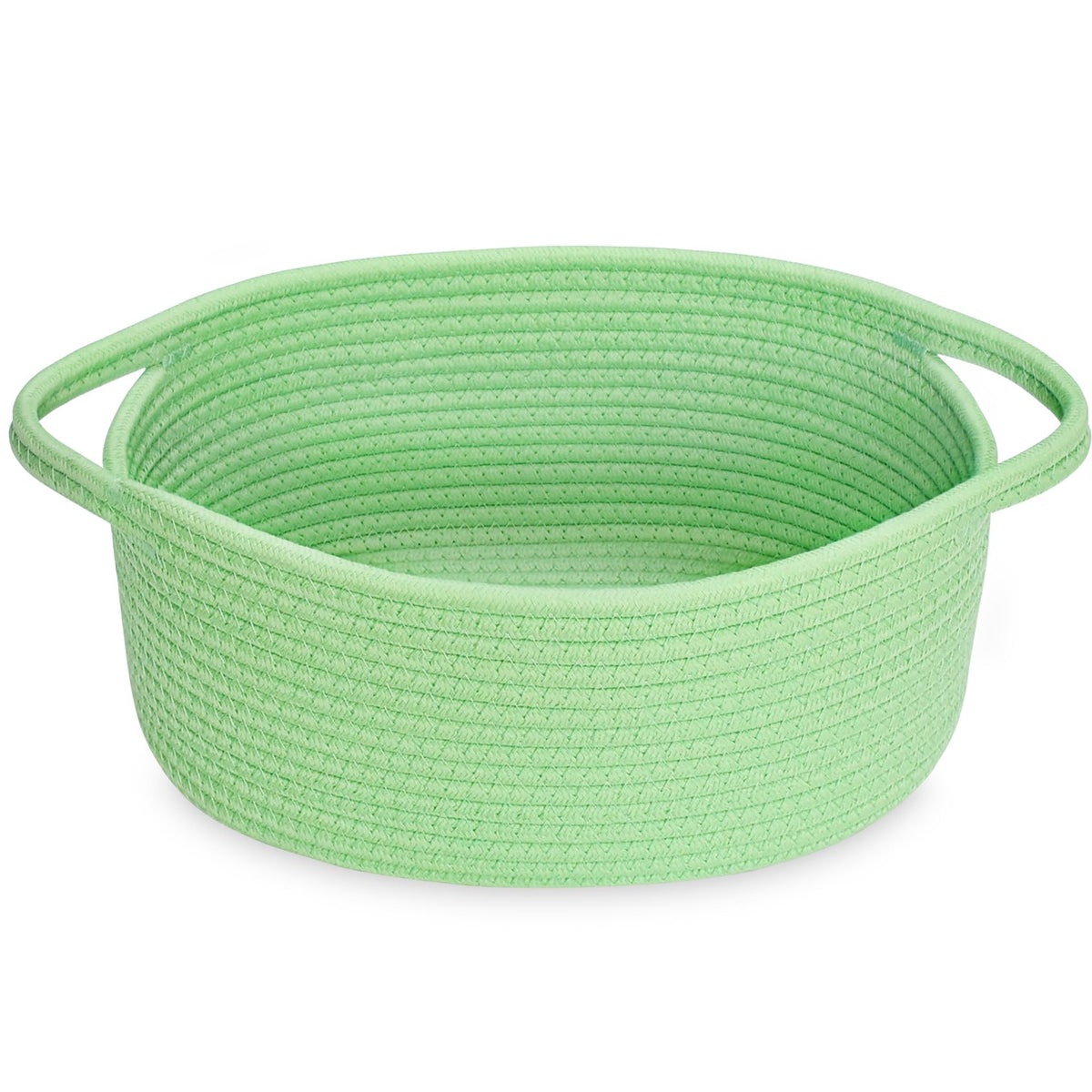 ABenkle small basket with handles shown for nursery organization.