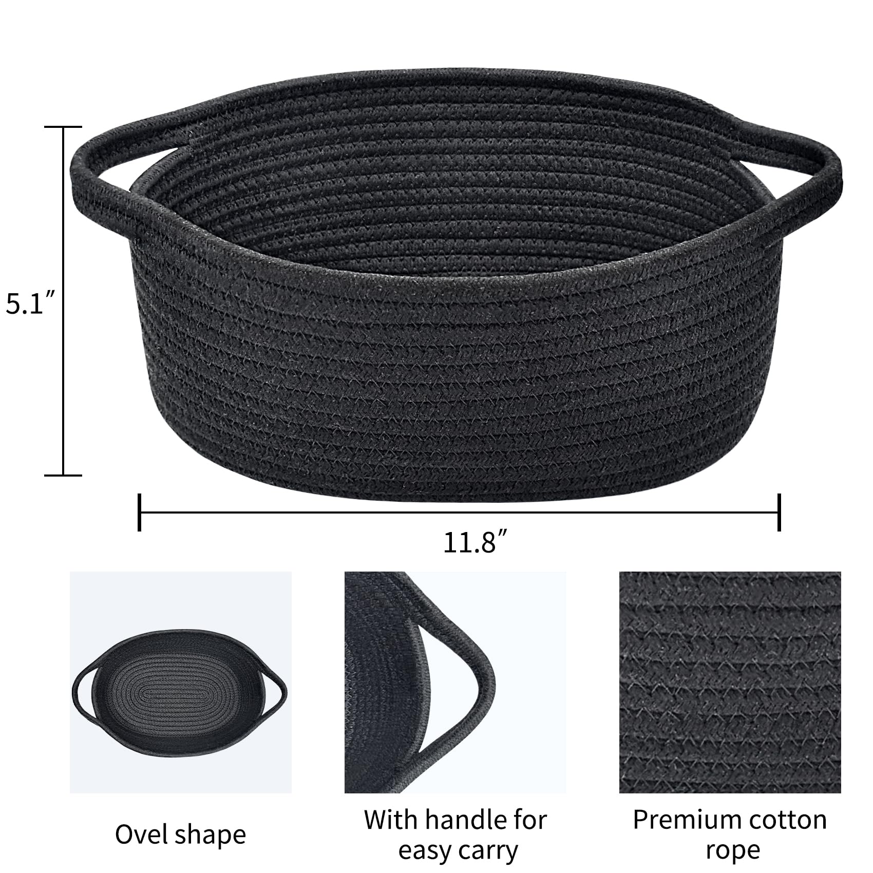 ABenkle small basket with handles handle detail highlights durable rope weave and grip