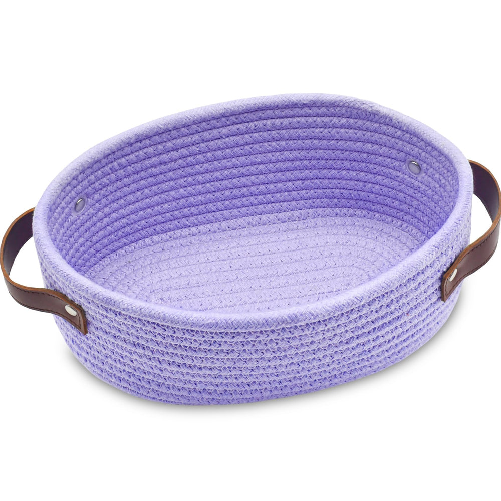 ABenkle small oval basket with handles, ideal for desk organization and easy carrying.