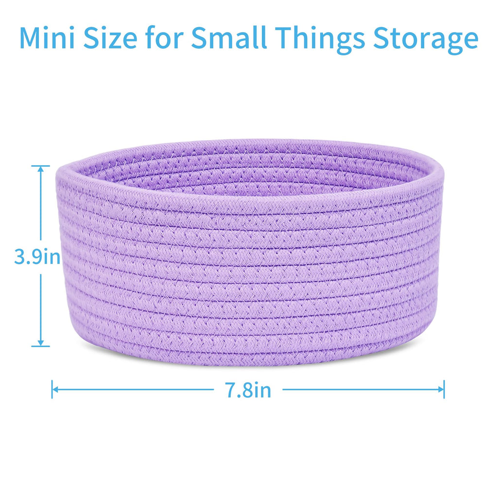 ABenkle small round basket for knickknacks on shelves keeps items organized