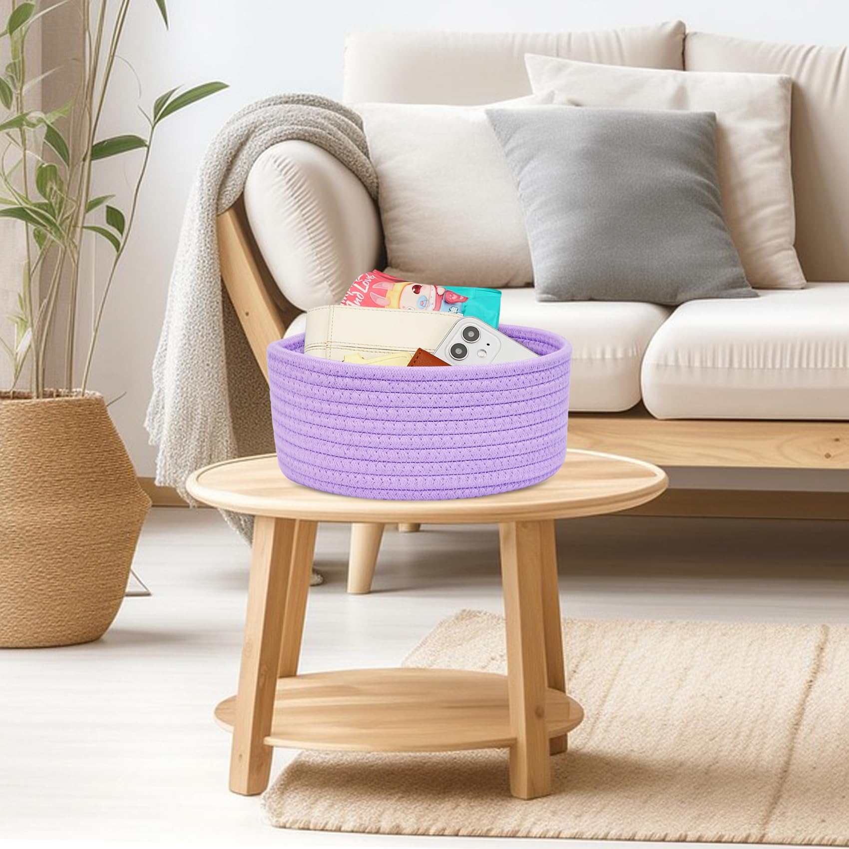 ABenkle nursery table basket adds soft storage touch