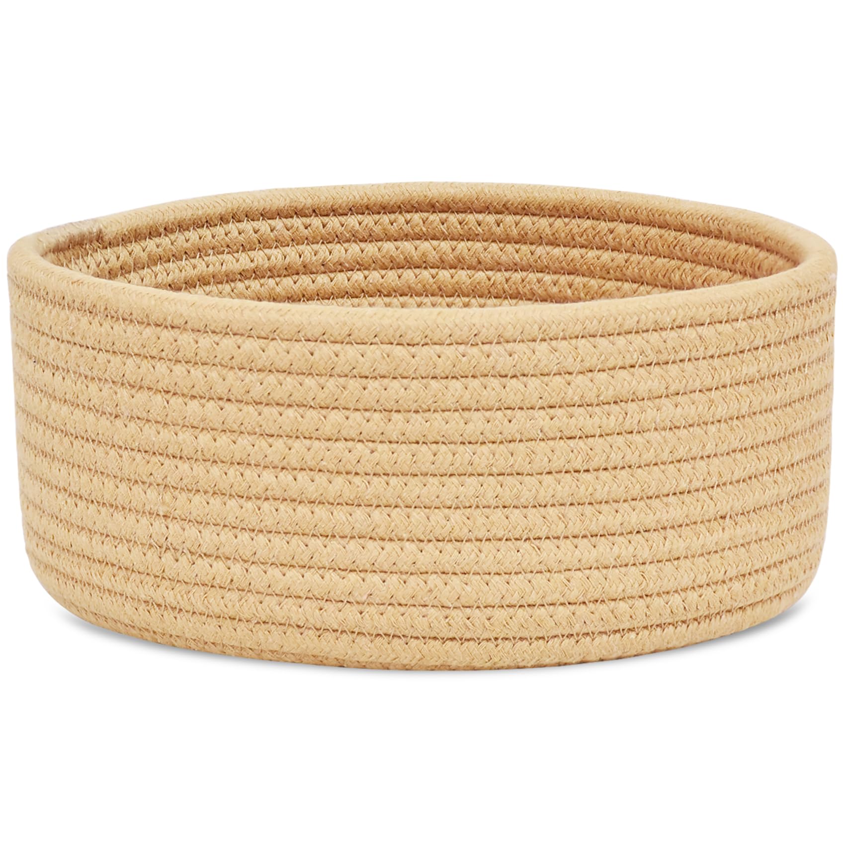 ABenkle small round basket on a desk for tidy organization and decor