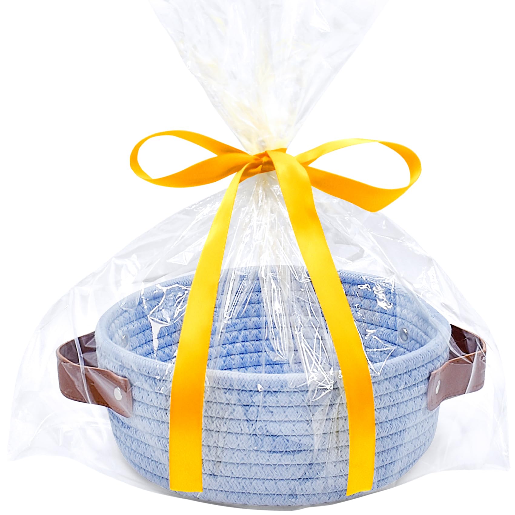 ABenkle small storage basket in blue cotton rope for tidy nursery toys and bedside essentials.