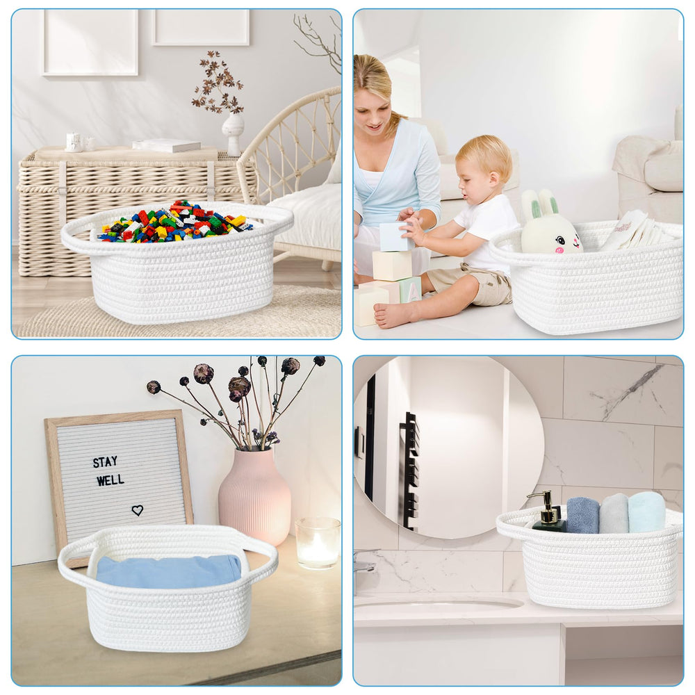 ABenkle small storage basket doubles as charming decor and toy bin