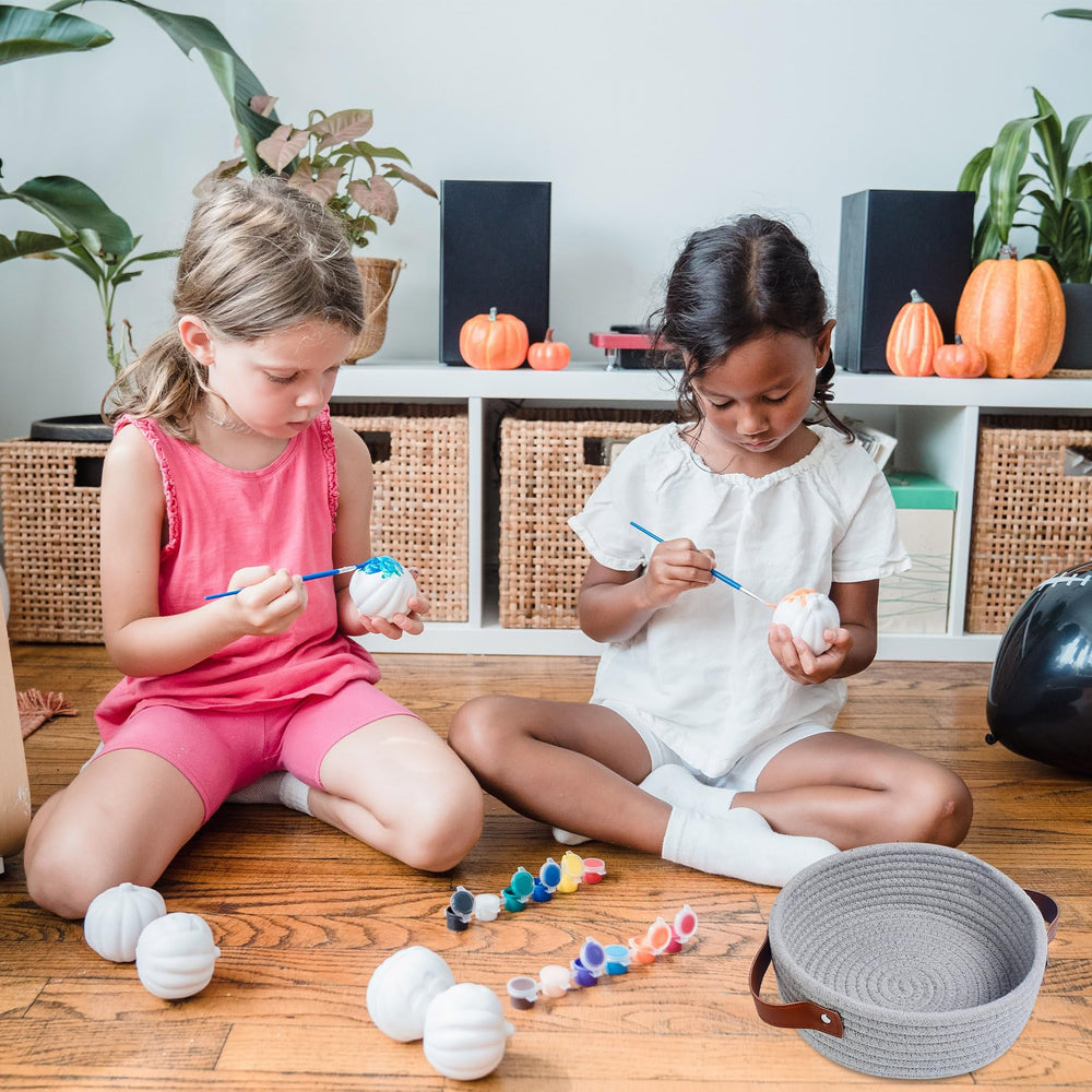 ABenkle cotton rope basket on desk keeps small items organized
