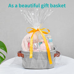 ABenkle small storage basket grey — texture closeup showing natural cotton rope safe for kids.