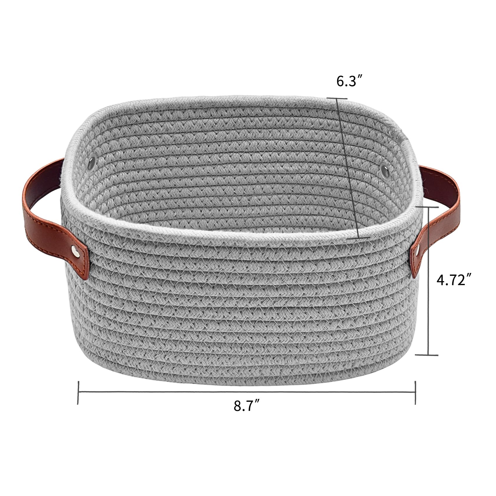ABenkle small storage basket grey — top-down view showing compact size for cosmetics and keys.