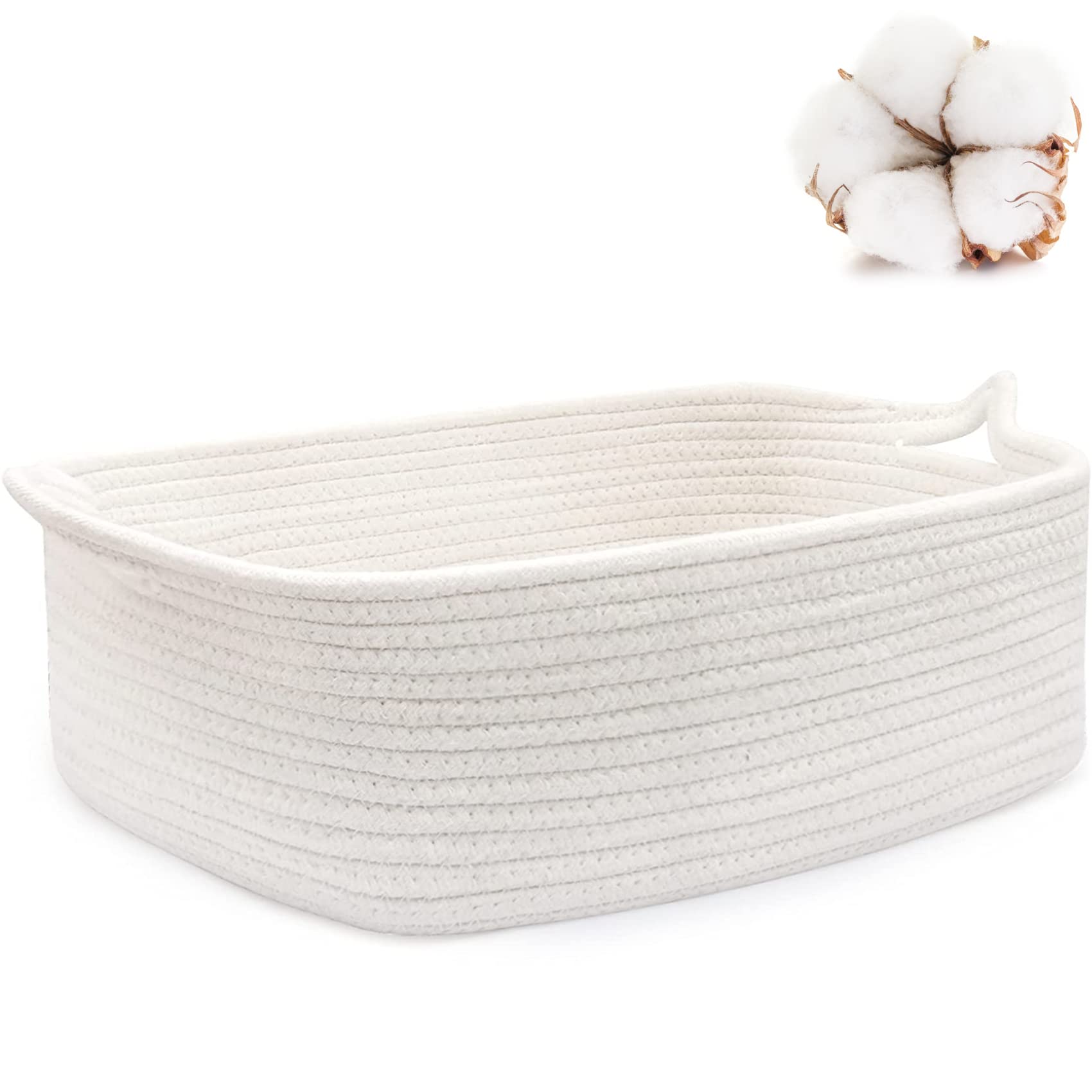 ABenkle small storage basket with handles on a shelf for tidy organization