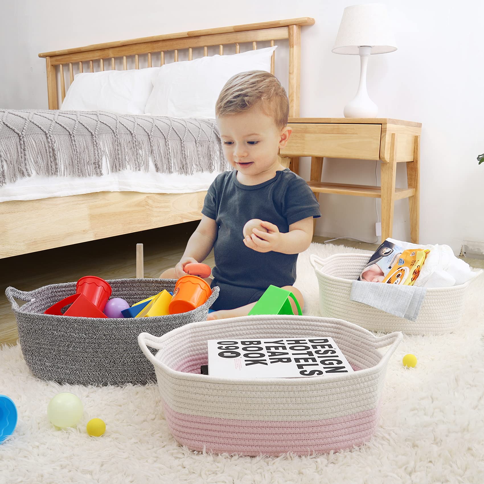 ABenkle small storage basket multi-use idea for magazines, towels, and toys.