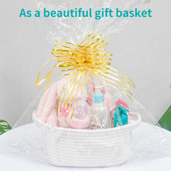 ABenkle small storage basket nursery-use scene demonstrates quick tidy of baby items