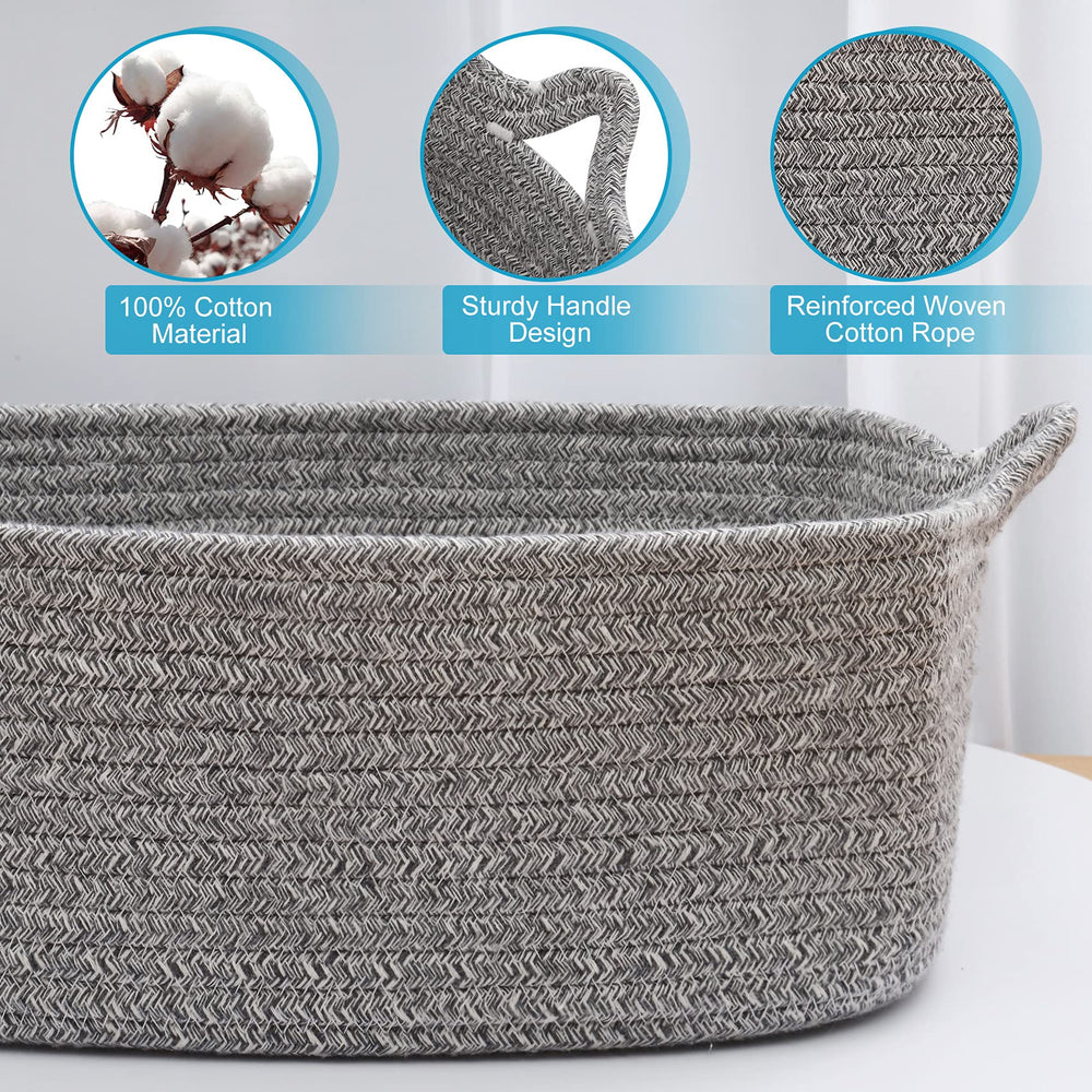 ABenkle nursery setup showcasing soft cotton rope basket for baby essentials.