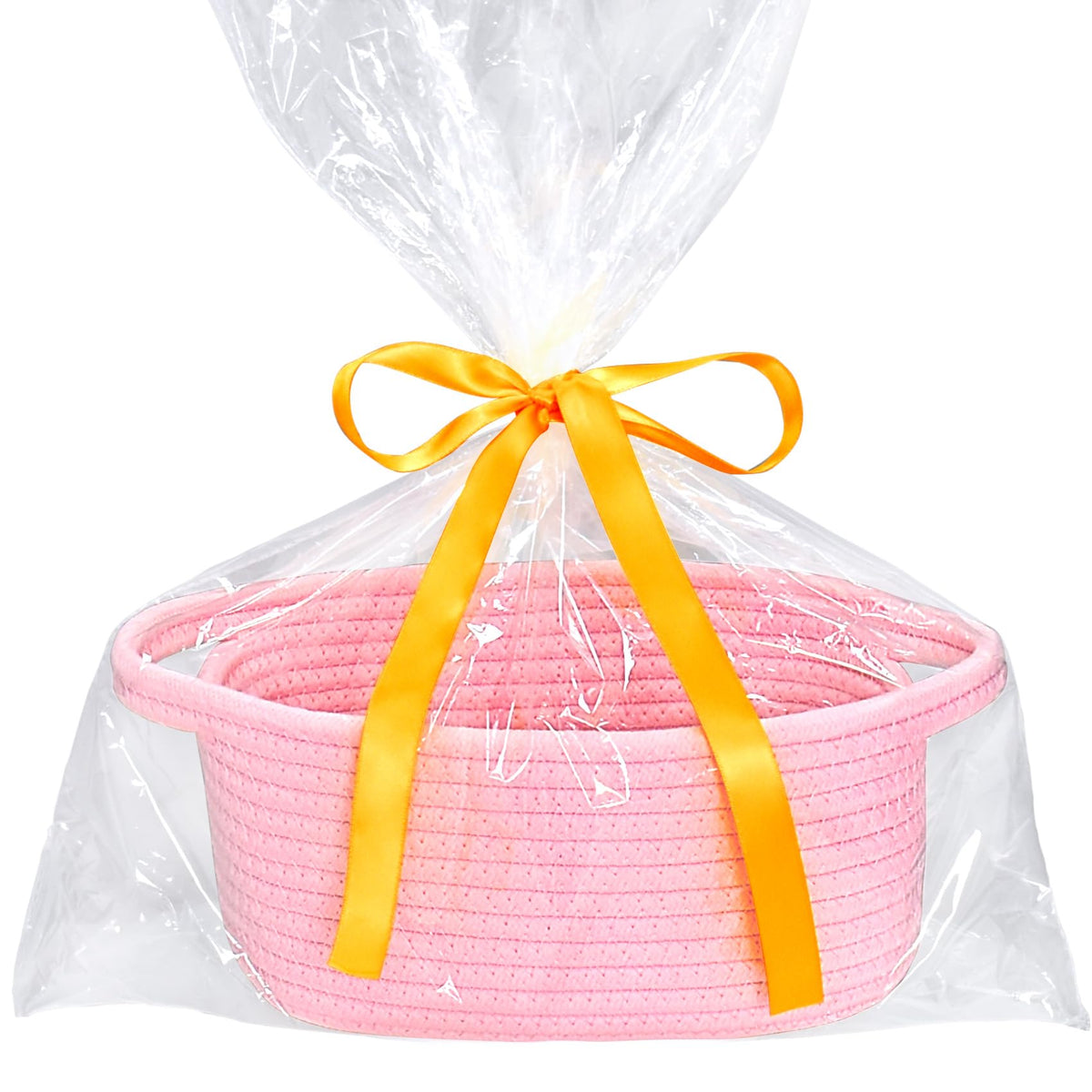 ABenkle pink small storage basket close-up shows soft cotton rope texture for organization