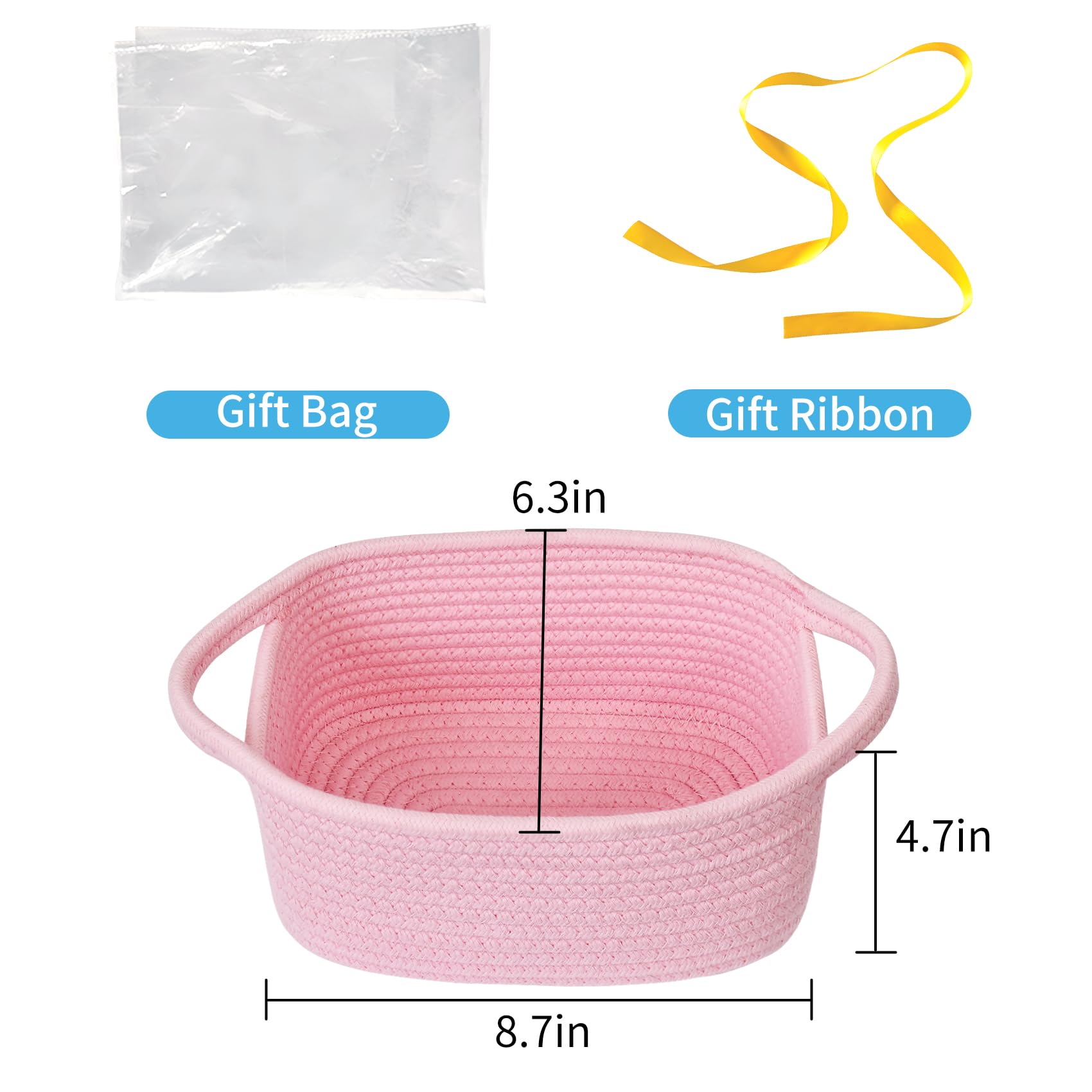 ABenkle pink small storage basket on nightstand demonstrates compact storage for keys and cosmetics