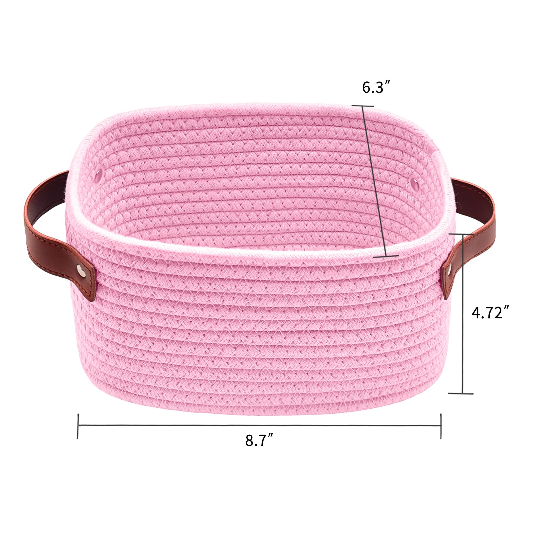 ABenkle pink basket side view shows compact, lightweight design for shelves.
