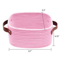 ABenkle pink basket side view shows compact, lightweight design for shelves.
