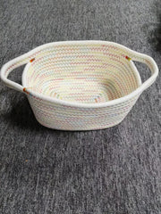 ABenkle cotton rope basket side view: durable, safe storage for toys and essentials.