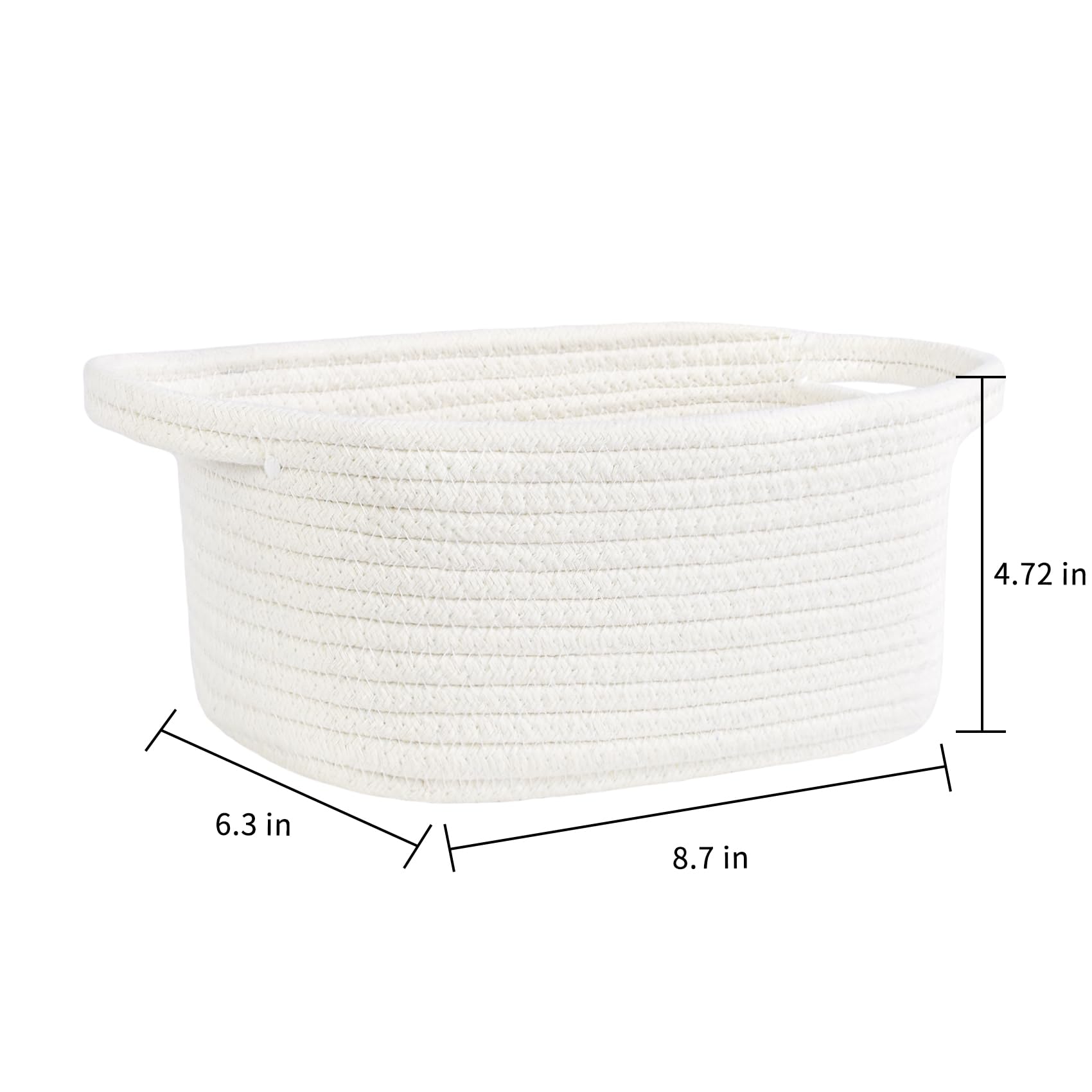 ABenkle small storage basket white woven-detail shows soft cotton rope texture for safe storage