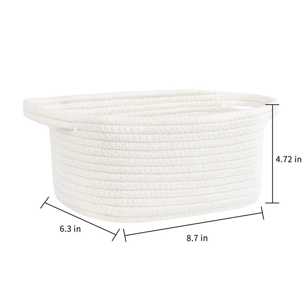 ABenkle small storage basket white woven-detail shows soft cotton rope texture for safe storage
