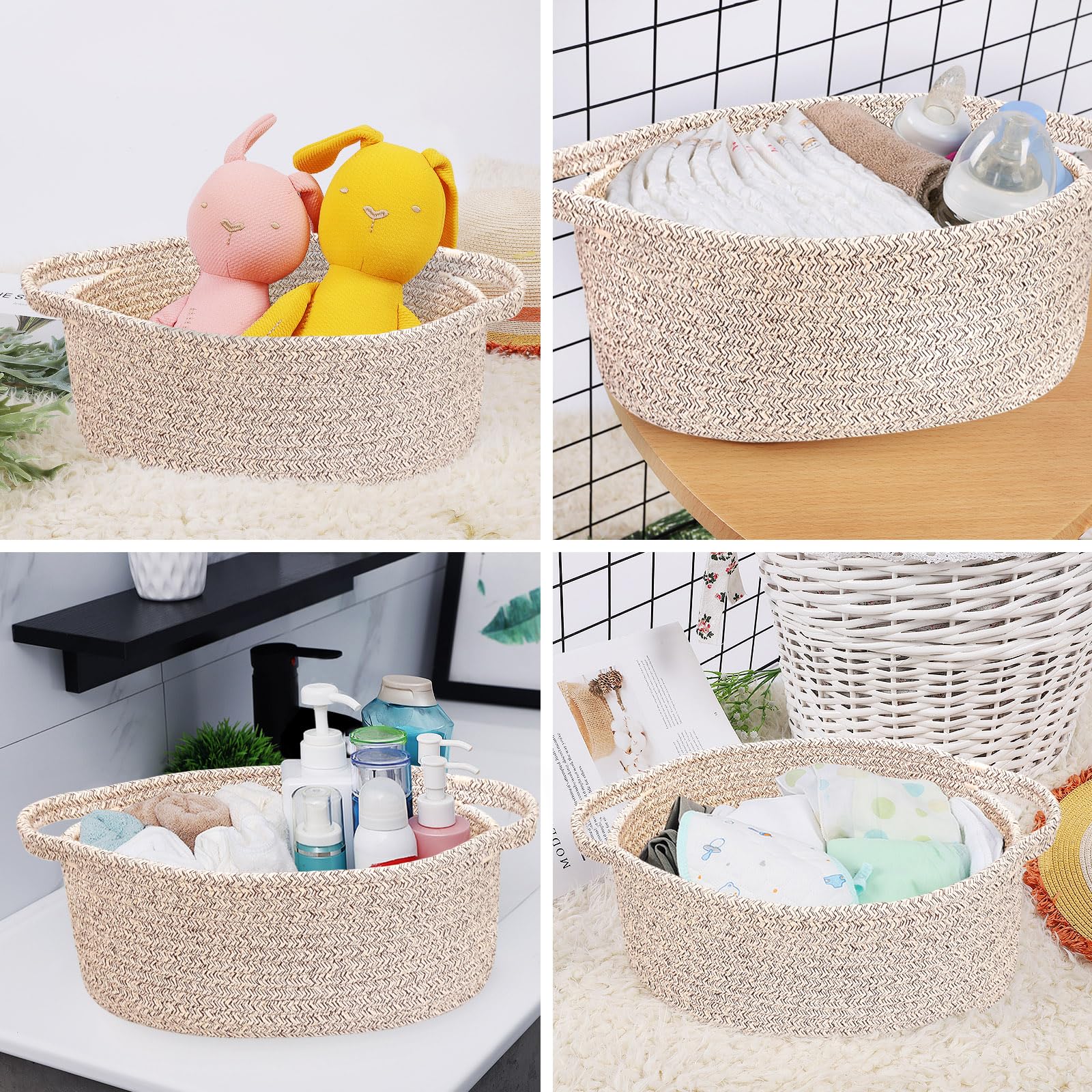 ABenkle small woven basket cat dog use for cozy pet storage