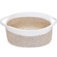 ABenkle small woven basket front view with handles for easy toy storage