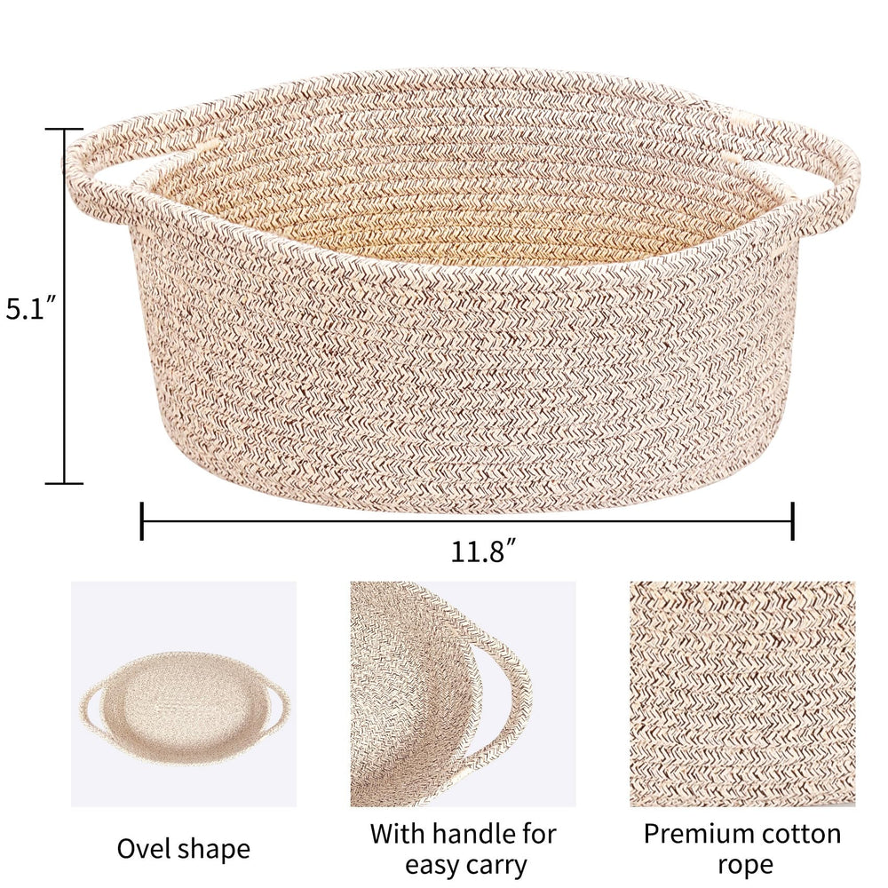 ABenkle small woven basket room decor on a shelf enhances tidy surfaces