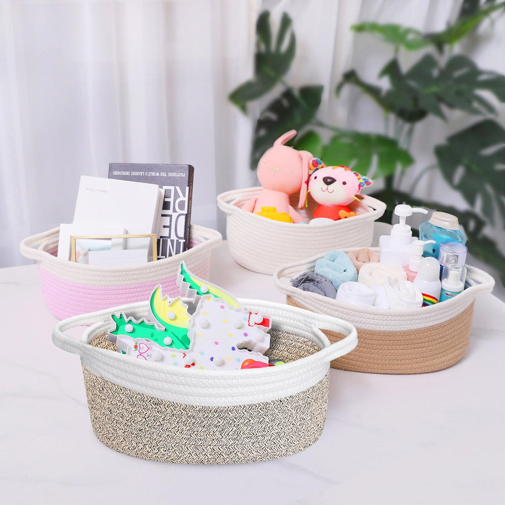 ABenkle small woven basket serving as a gift box with natural look