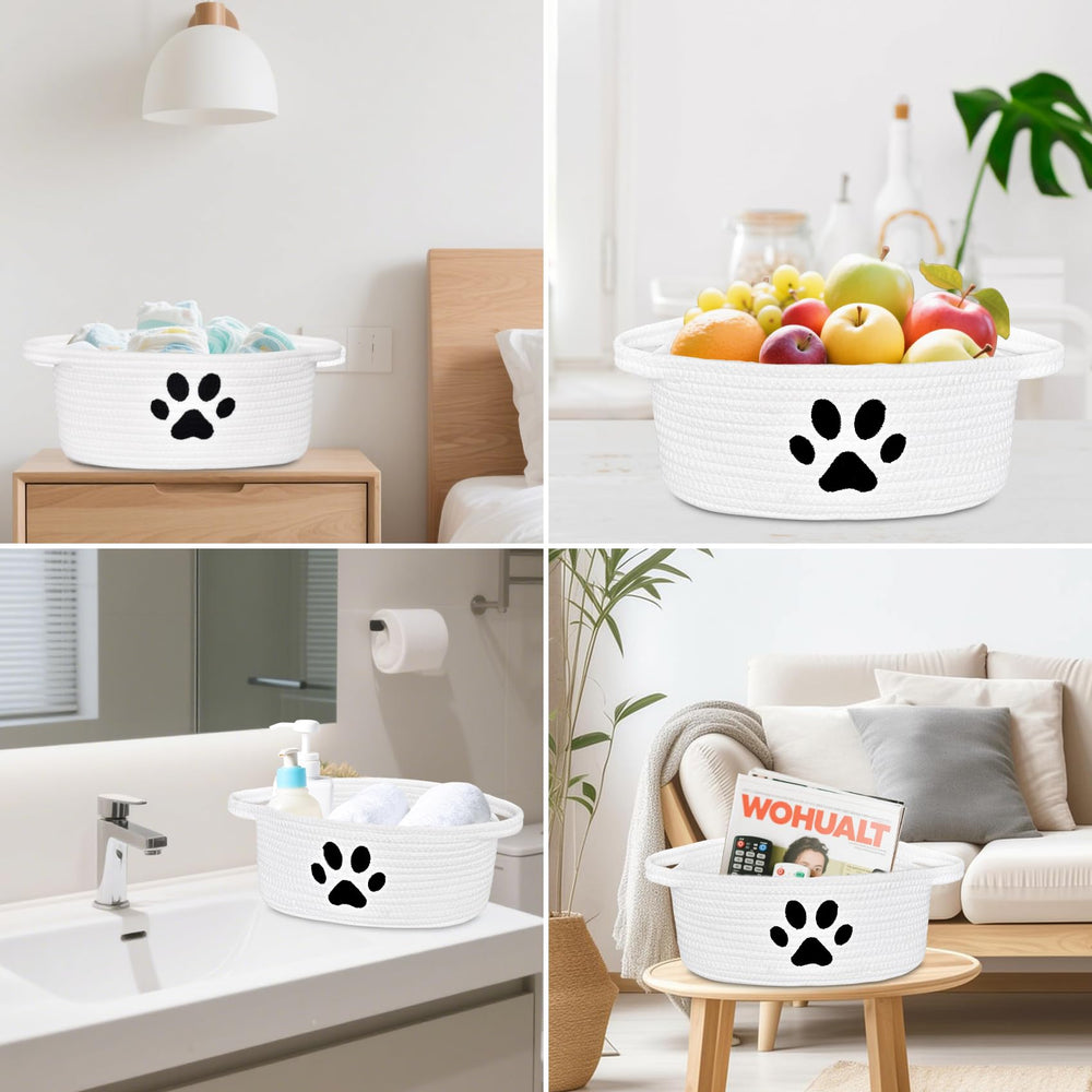 ABenkle bathroom-storage basket keeps small items neat and accessible.