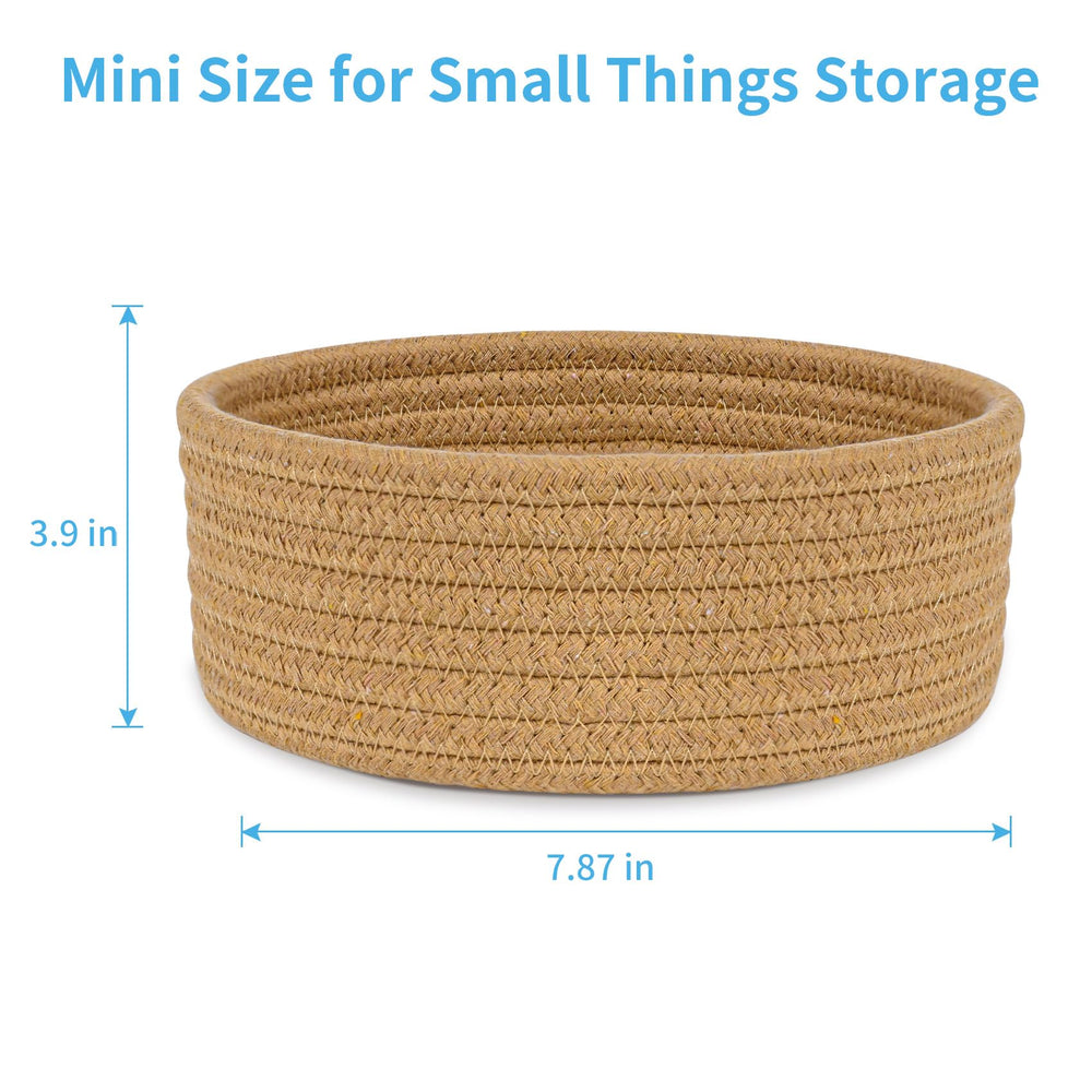 ABenkle small woven basket on desk helps organize pens and makeup with a soft, durable touch.