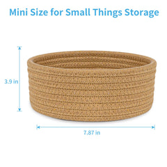 ABenkle small woven basket on desk helps organize pens and makeup with a soft, durable touch.