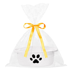 ABenkle small woven basket with paw design, ideal for nursery storage.