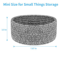 ABenkle small woven basket side view perfect for bedside or shelf organization.
