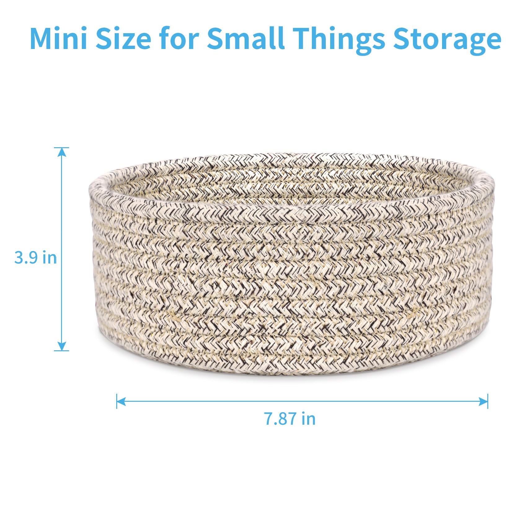 ABenkle tiny rope basket used as a toy organizer in the living room.