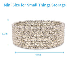 ABenkle tiny rope basket used as a toy organizer in the living room.