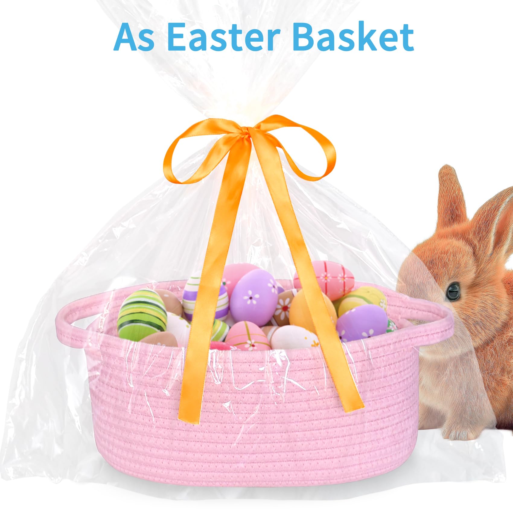 ABenkle gift-wrap-ready Easter basket with clear bag for instant gift presentation.