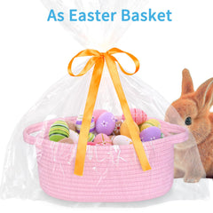 ABenkle gift-wrap-ready Easter basket with clear bag for instant gift presentation.