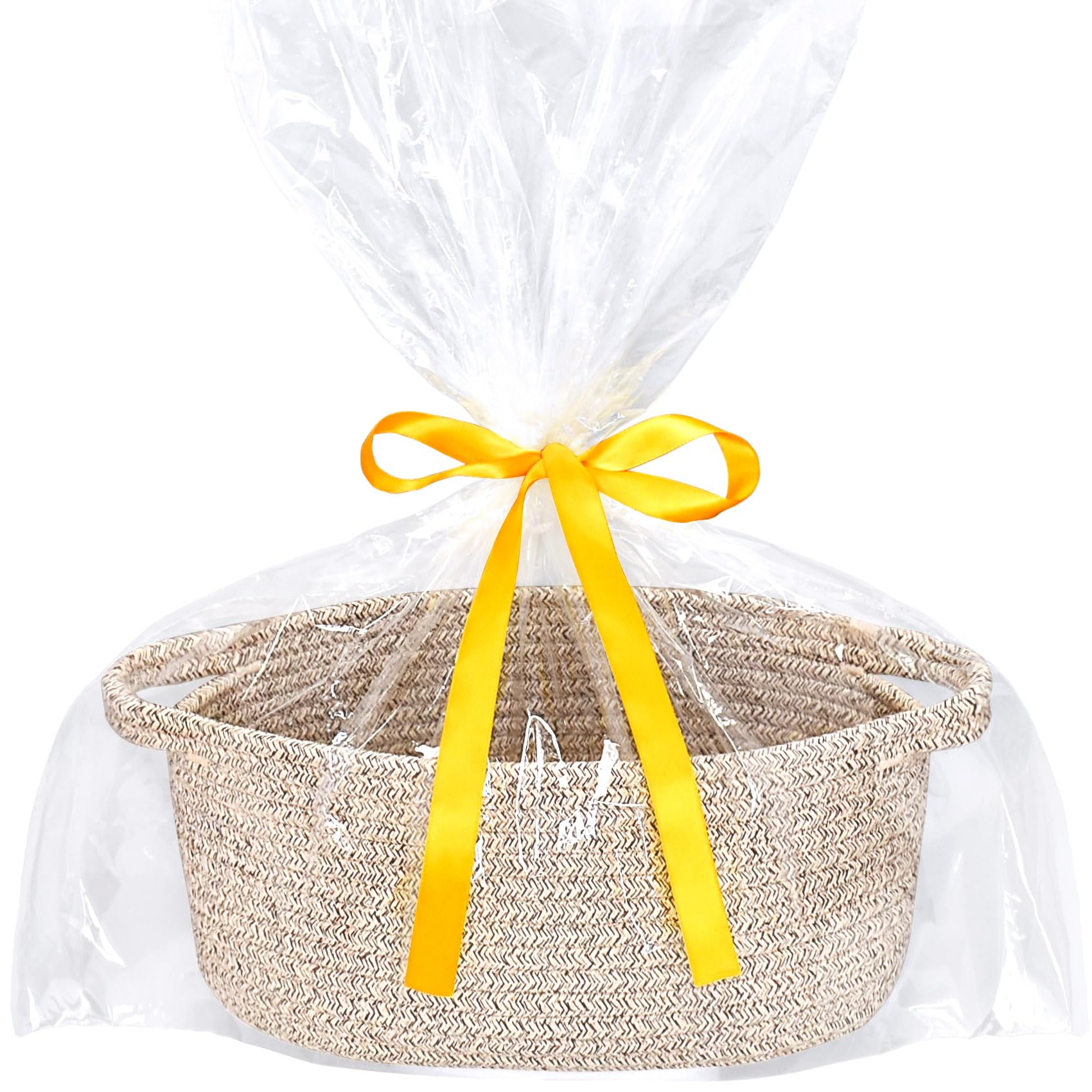 ABenkle small woven Easter basket with handle — front view for gifting
