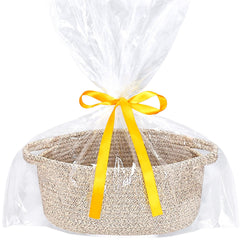 ABenkle small woven Easter basket with handle — front view for gifting